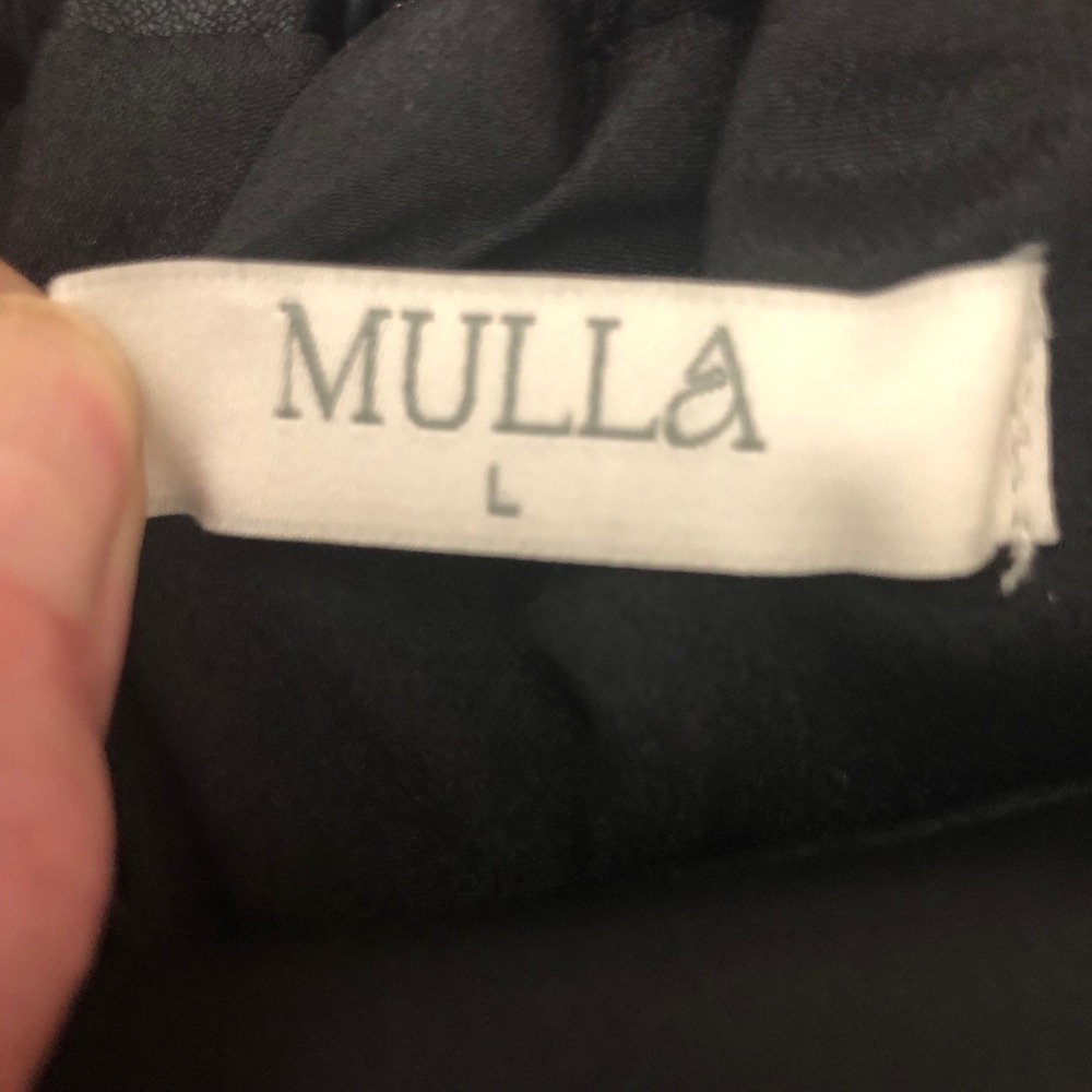 Mulla Black Faux Leather Mini Skirt Womens L Edgy Punk Goth Witchy Festival - Picture 8 of 11